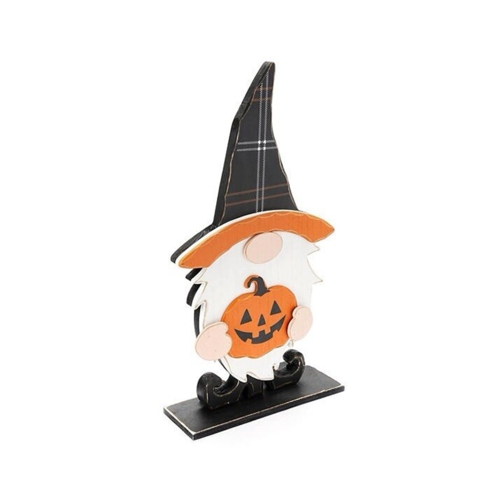 Gnome Witch Holding Jack O'Lantern Tabletop Decor Halloween